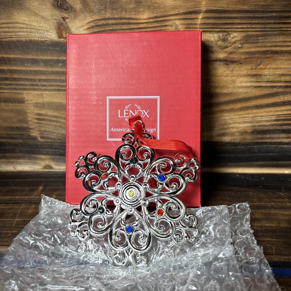 Lenox Silver Metal Jeweled Snowflake Ornament No Box 4 1/2 in new